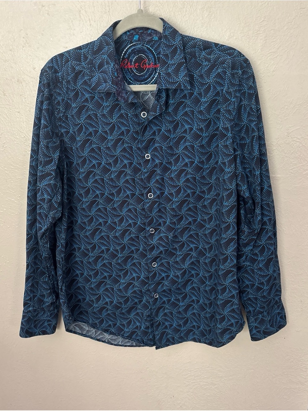 Robert Graham Navy & Teal Geometric Print Button-Down Shirt